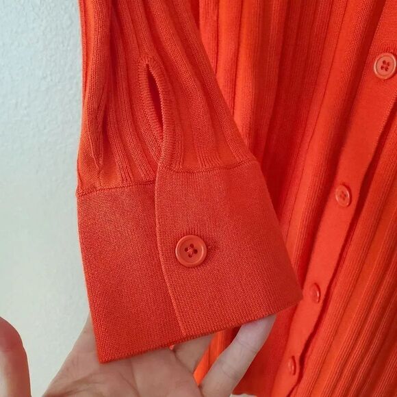 MILLY x Revolve Polo Ribbed Cardigan Button Up Coral Mini Dress Size Large - Picture 8 of 9